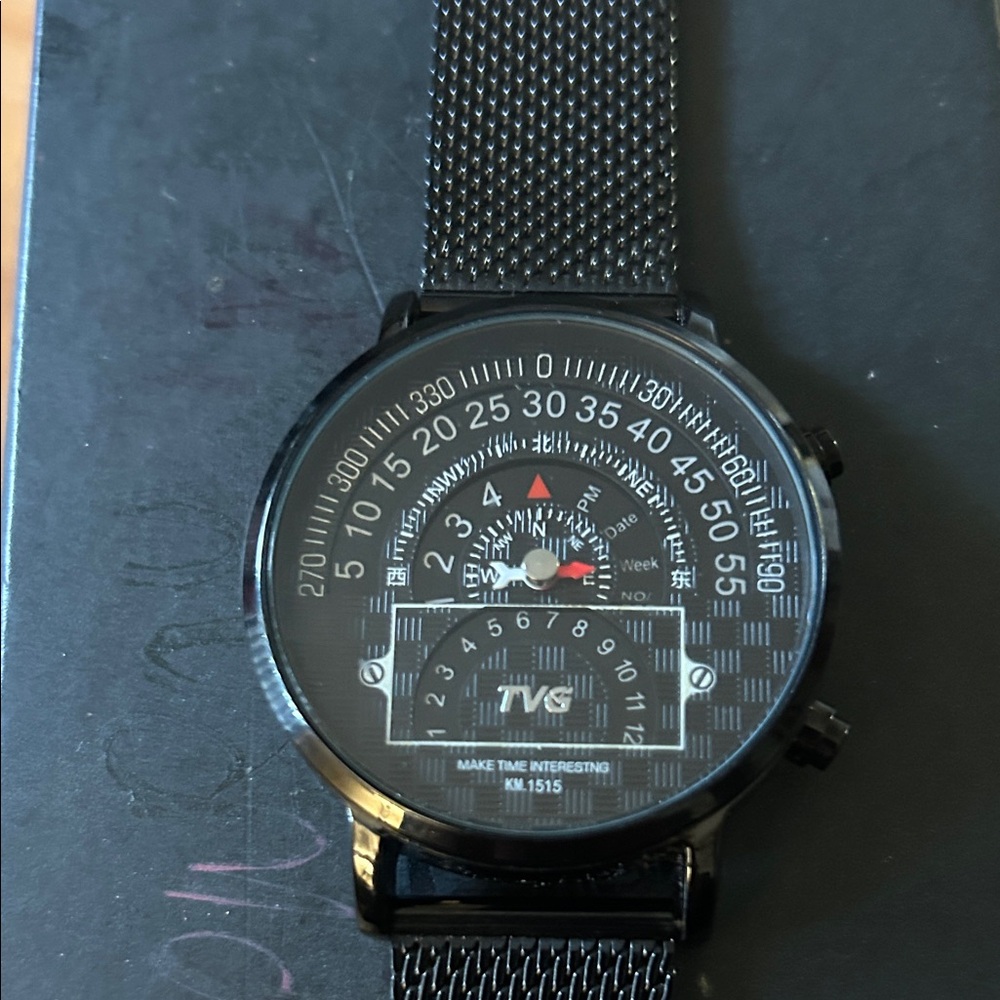 TVG Black Mesh Strap Watch